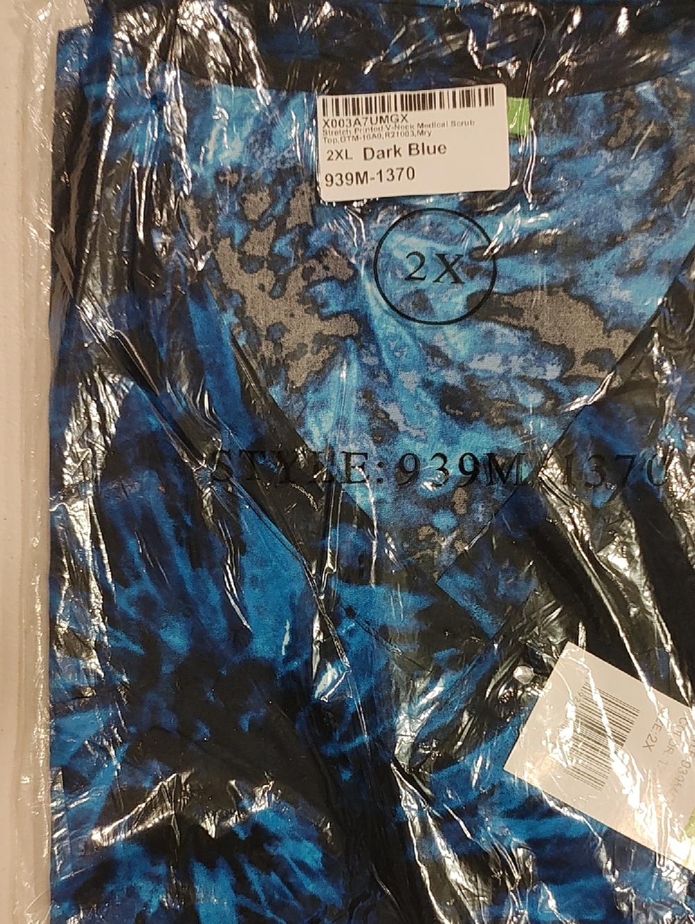 2X Blue Tie-Dye Top - Dark Blue Pattern